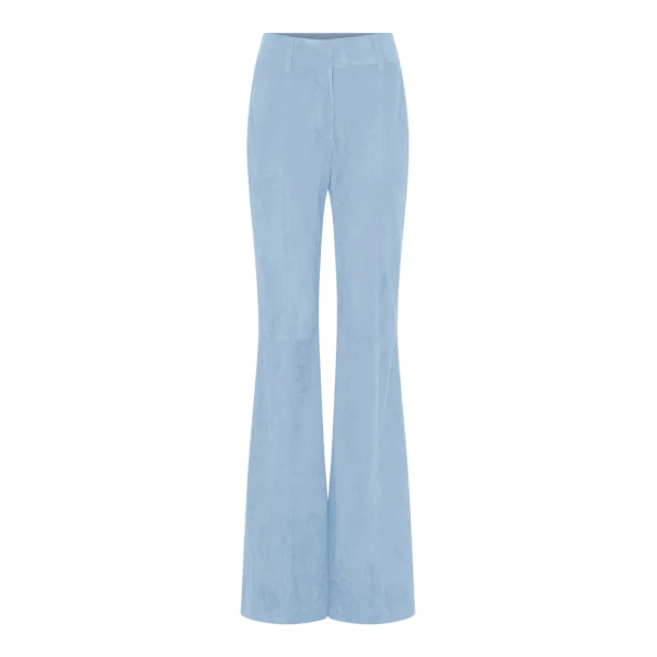 Gabriela Hearst Rhein Flare Pant in Light Blue Suede, view 6