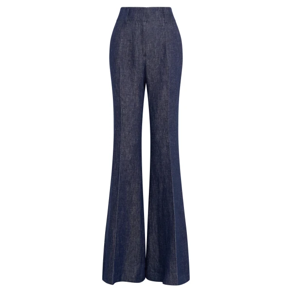 Gabriela Hearst Rhein Flare Pant in Stone Washed Linen Denim, view 6
