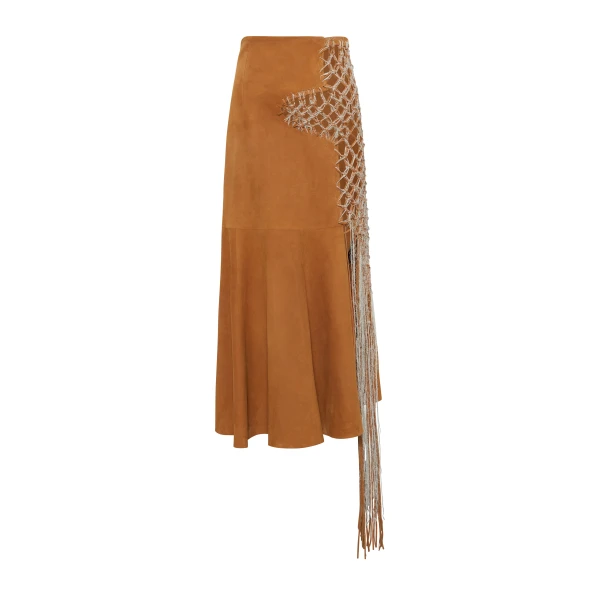 Gabriela Hearst Riverine Midi Skirt In Cashew Suede, view 2