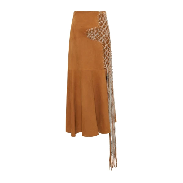 Gabriela Hearst Riverine Midi Skirt In Cashew Suede