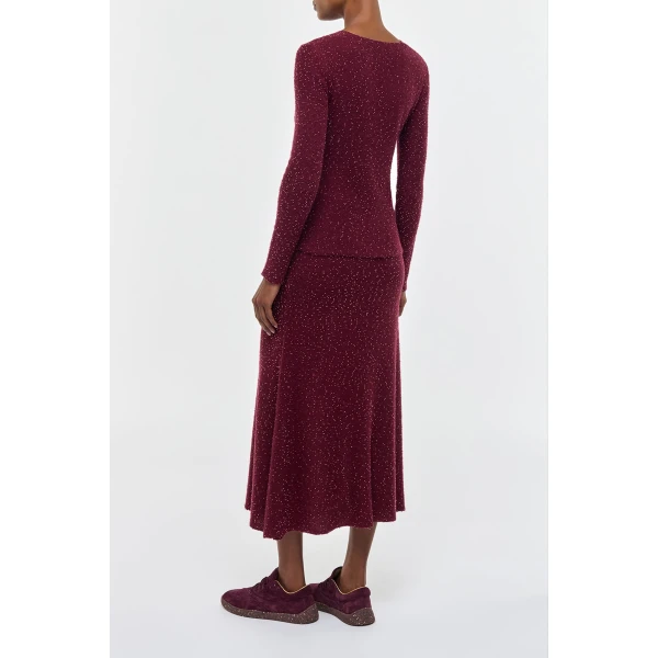 Gabriela Hearst Sabine Knit Midi Skirt in Bordeaux Beaded Cashmere Silk, view 4