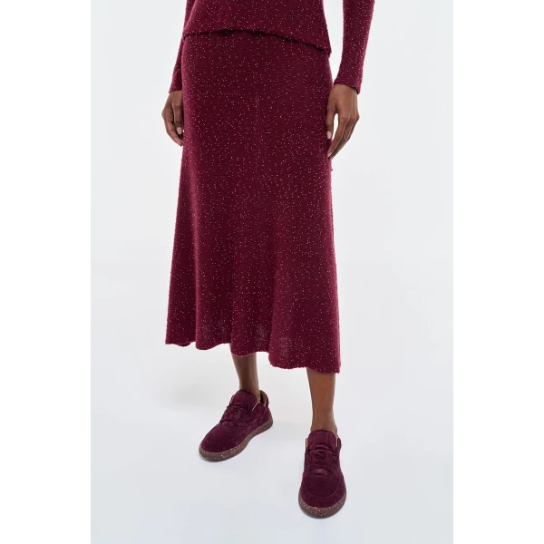 Gabriela Hearst Sabine Knit Midi Skirt in Bordeaux Beaded Cashmere Silk, view 5
