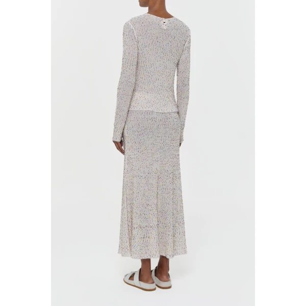 Gabriela Hearst Sabine Knit Midi Skirt in Ivory Multi Beaded Cashmere Silk, view 4
