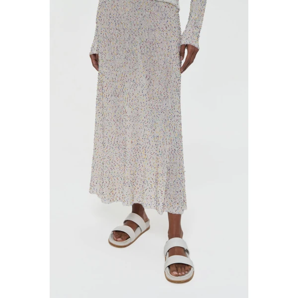 Gabriela Hearst Sabine Knit Midi Skirt in Ivory Multi Beaded Cashmere Silk, view 5