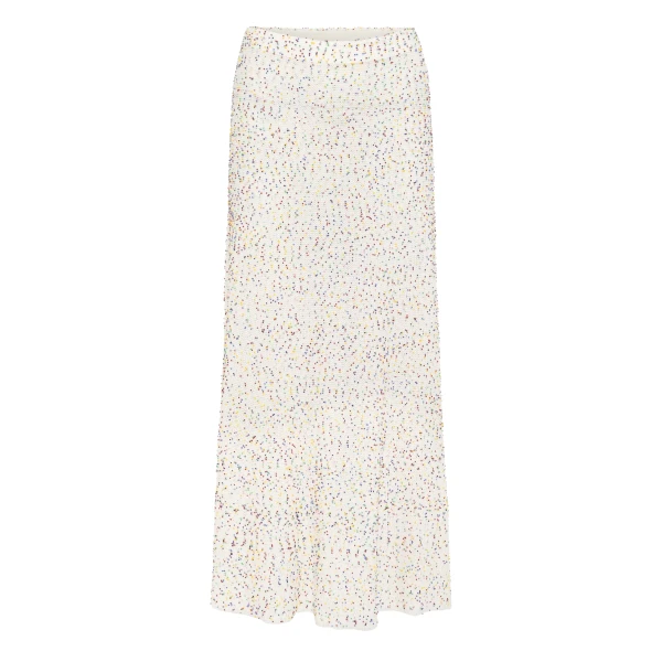 Gabriela Hearst Sabine Knit Midi Skirt in Ivory Multi Beaded Cashmere Silk