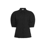 Gabriela Hearst Sansi Embroidered Leaves Top in Black Linen