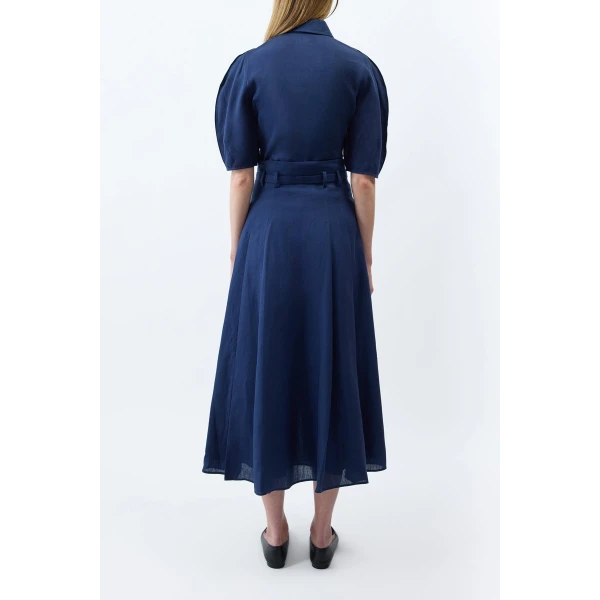Gabriela Hearst Sansi Top in Electric Navy Aloe Linen, view 4