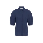 Gabriela Hearst Sansi Top in Electric Navy Aloe Linen