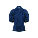 Gabriela Hearst Sansi Top in Electric Navy Printed Silk Twill