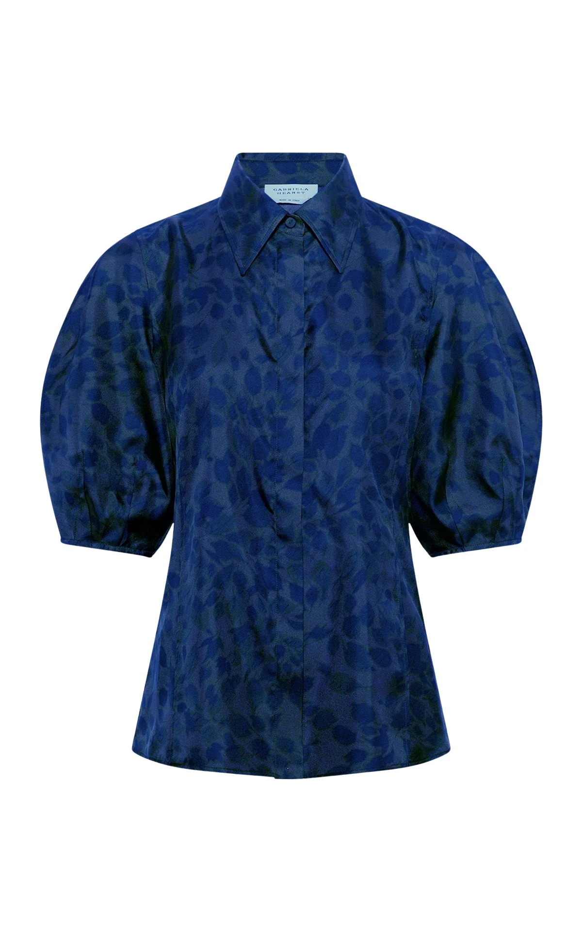 Gabriela Hearst Sansi Top in Electric Navy Printed Silk Twill