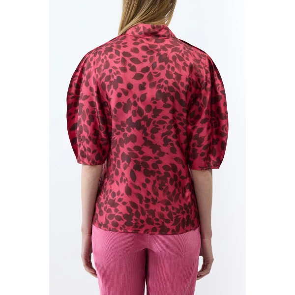 Gabriela Hearst Sansi Top in Fuchsia Printed Silk Twill, view 4