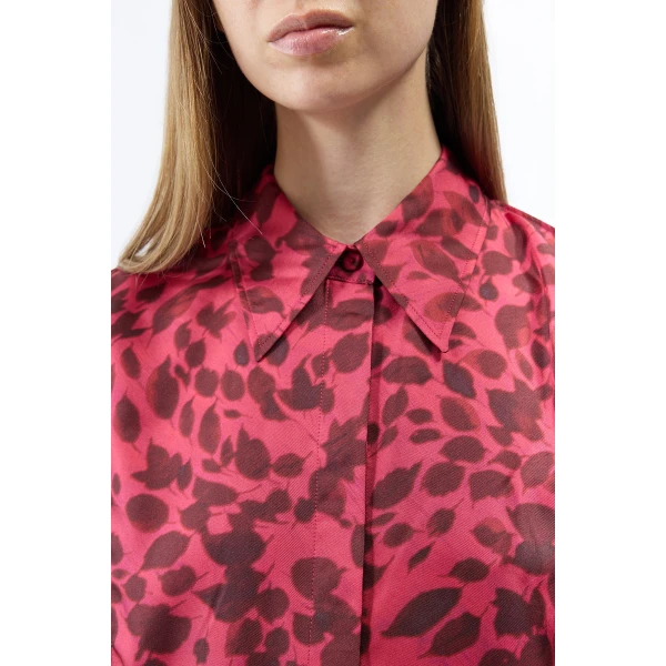 Gabriela Hearst Sansi Top in Fuchsia Printed Silk Twill, view 5