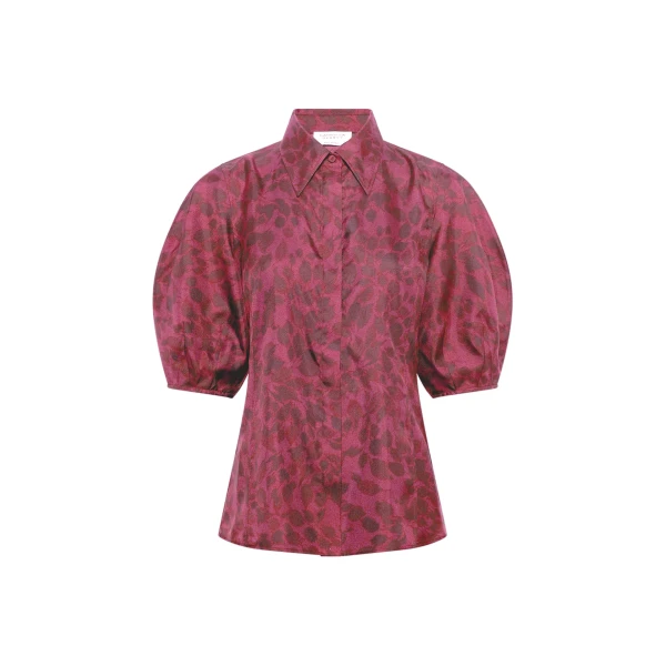 Gabriela Hearst Sansi Top in Fuchsia Printed Silk Twill, view 6