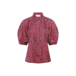 Gabriela Hearst Sansi Top in Fuchsia Printed Silk Twill