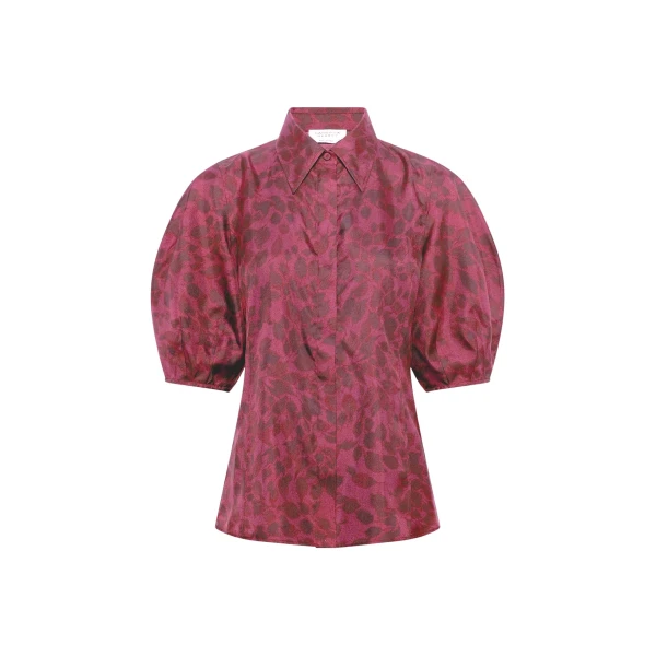 Gabriela Hearst Sansi Top in Fuchsia Printed Silk Twill