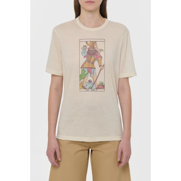 Gabriela Hearst Sayara T-Shirt In Fool Multi Printed Cashmere Jersey Top, view 2