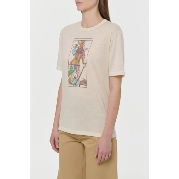 Gabriela Hearst Sayara T-Shirt In Fool Multi Printed Cashmere Jersey Top, view 3