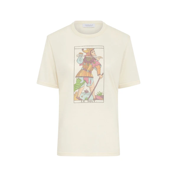 Gabriela Hearst Sayara T-Shirt In Fool Multi Printed Cashmere Jersey Top, view 6