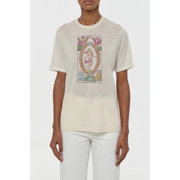 Gabriela Hearst Sayara T-Shirt In World Multi Printed Cashmere Top, view 3