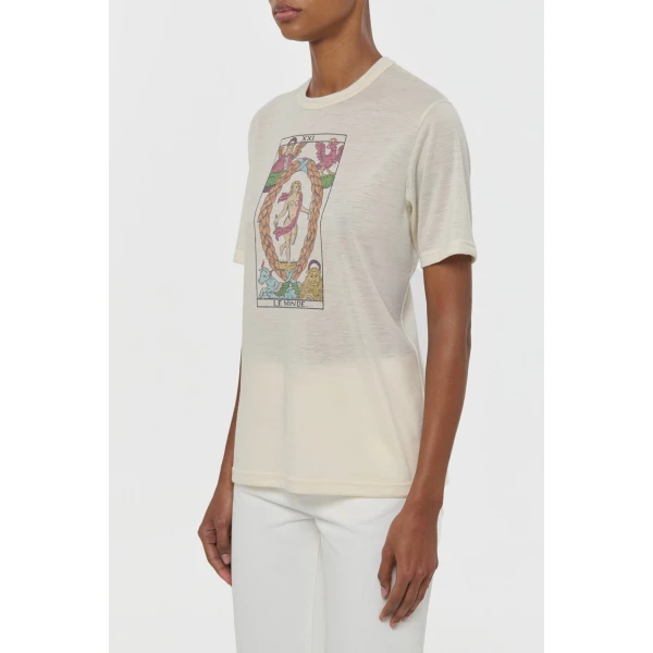Gabriela Hearst Sayara T-Shirt In World Multi Printed Cashmere Top, view 4