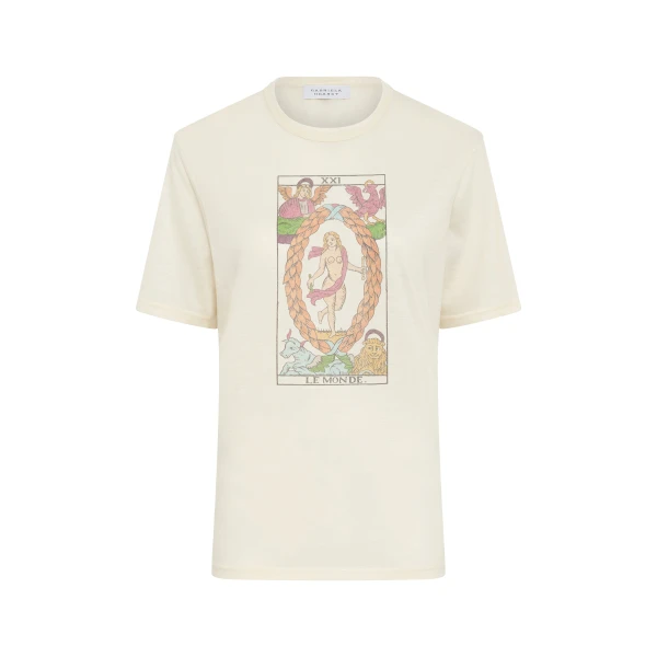 Gabriela Hearst Sayara T-Shirt In World Multi Printed Cashmere Top, view 6