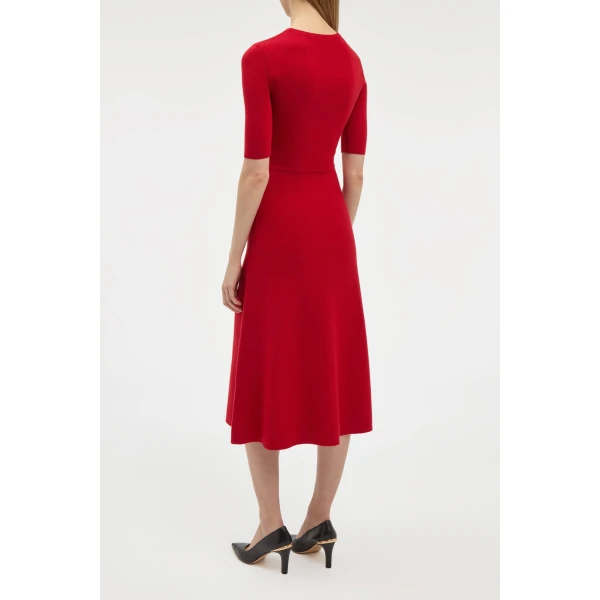 Gabriela Hearst Seymore Knit Midi Dress in Scarlet Red Merino Wool Cashmere, view 4
