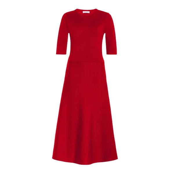Gabriela Hearst Seymore Knit Midi Dress in Scarlet Red Merino Wool Cashmere, view 6