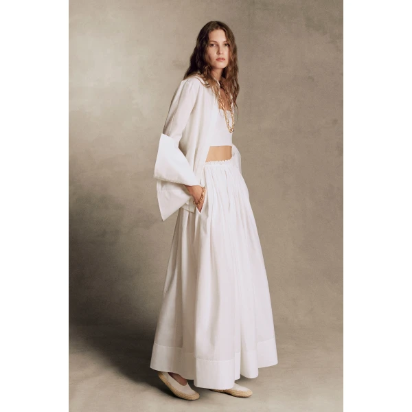 Gabriela Hearst Shiva Maxi Skirt in White Sea Island Cotton, view 2