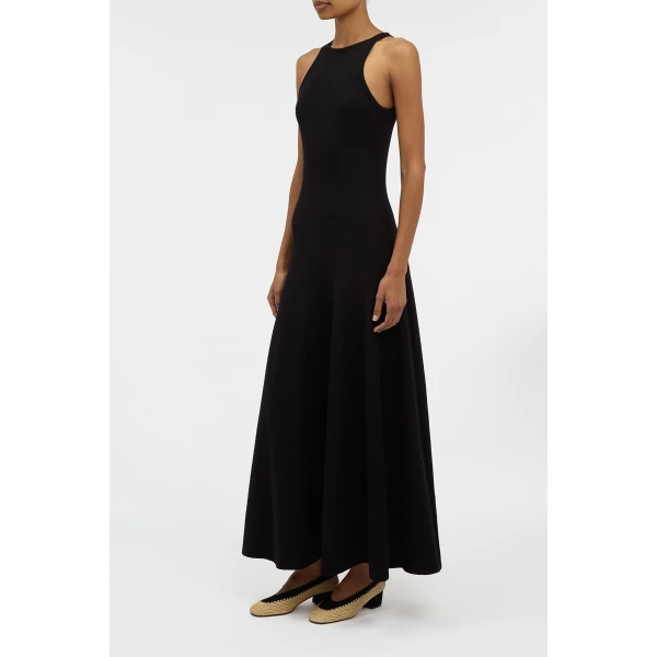 Gabriela Hearst Siren Knit Maxi Dress in Black Merino Wool, view 3