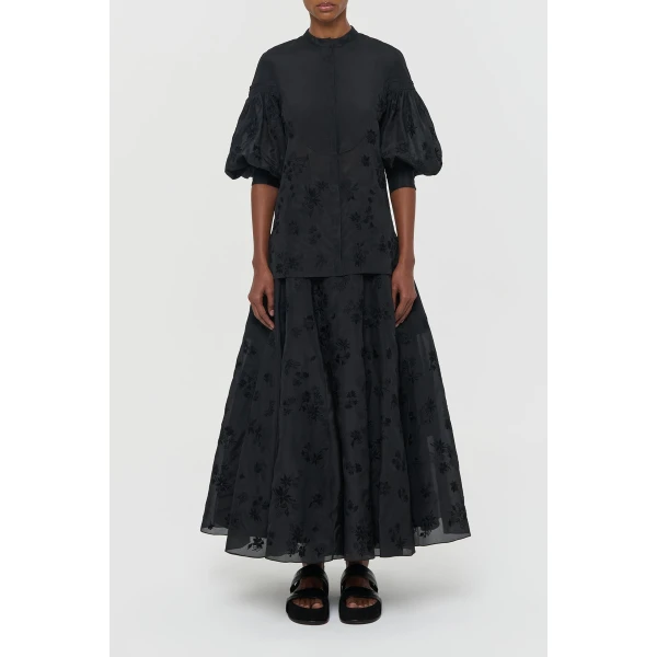 Gabriela Hearst Sofia Mia’s Flowers Blouse in Black Embroidered Silk Organza, view 5