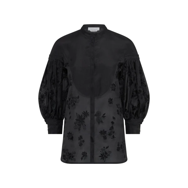 Gabriela Hearst Sofia Mia’s Flowers Blouse in Black Embroidered Silk Organza, view 6