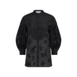 Gabriela Hearst Sofia Mia’s Flowers Blouse in Black Embroidered Silk Organza
