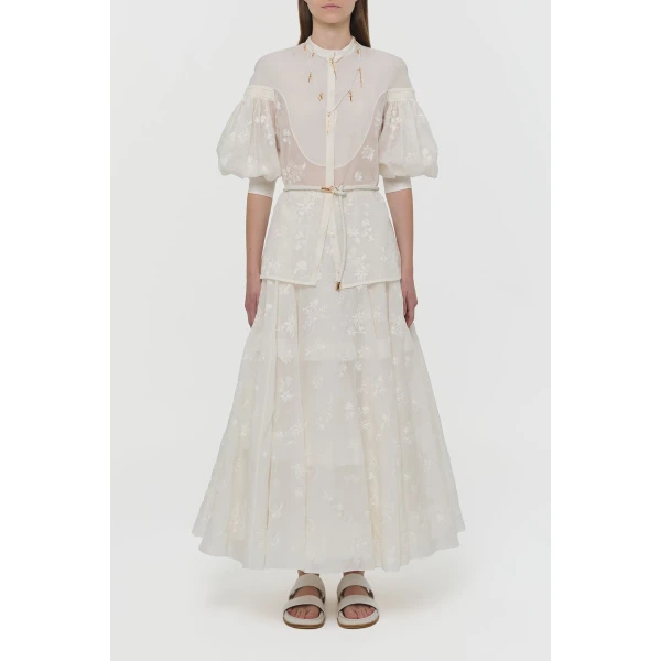 Gabriela Hearst Sofia Mia’s Flowers Blouse in Ivory Embroidered Silk Organza, view 4