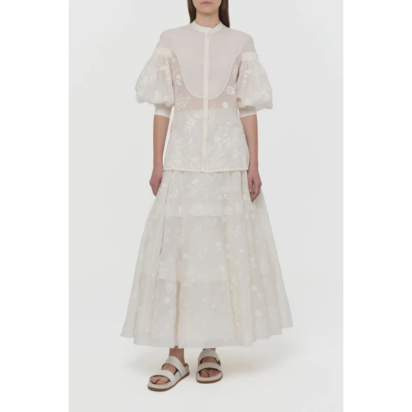 Gabriela Hearst Sofia Mia’s Flowers Blouse in Ivory Embroidered Silk Organza, view 5