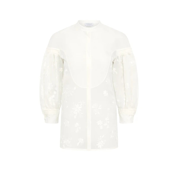 Gabriela Hearst Sofia Mia’s Flowers Blouse in Ivory Embroidered Silk Organza, view 6