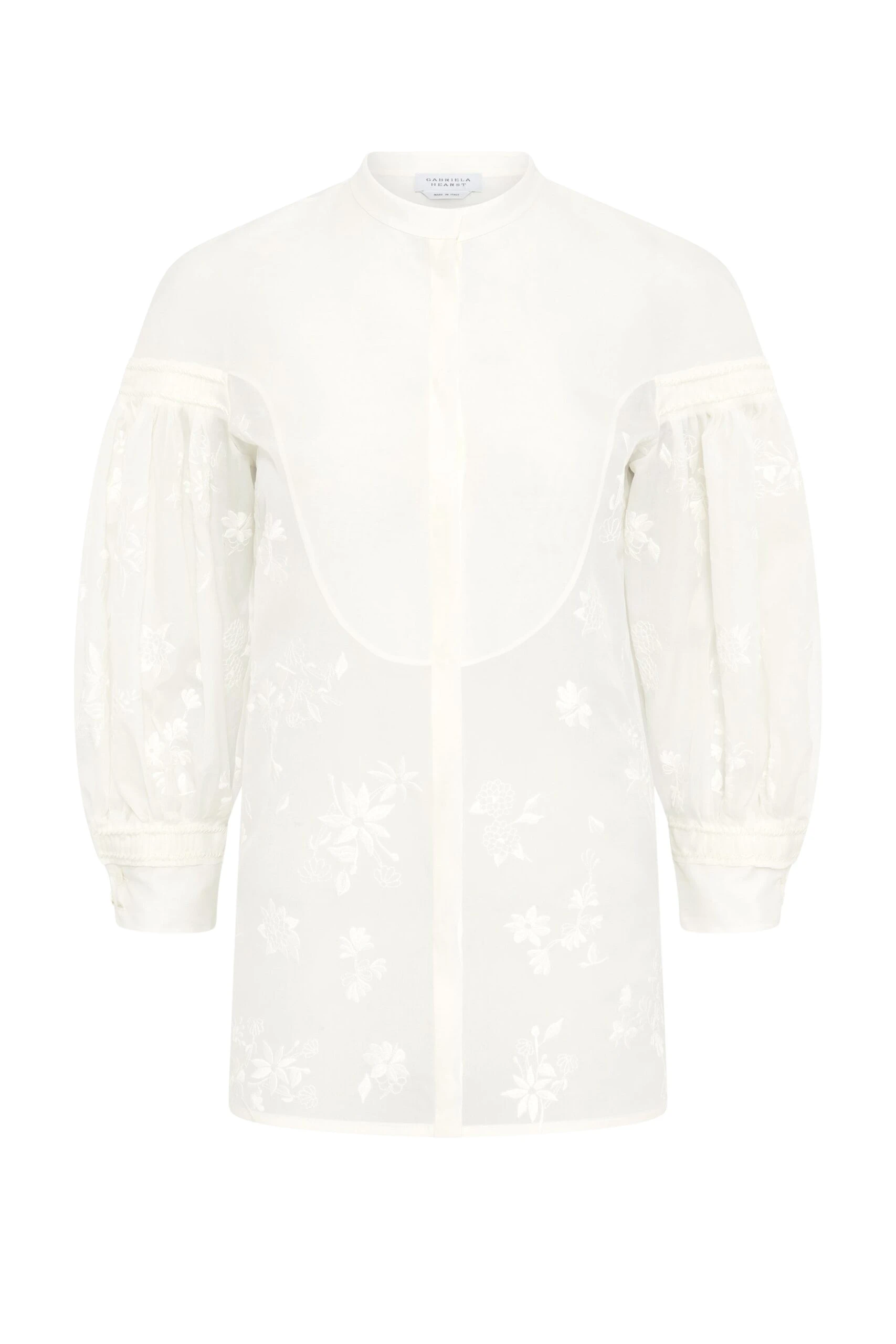 Sofia Mia's Flowers Blouse in Ivory Embroidered Silk Organza