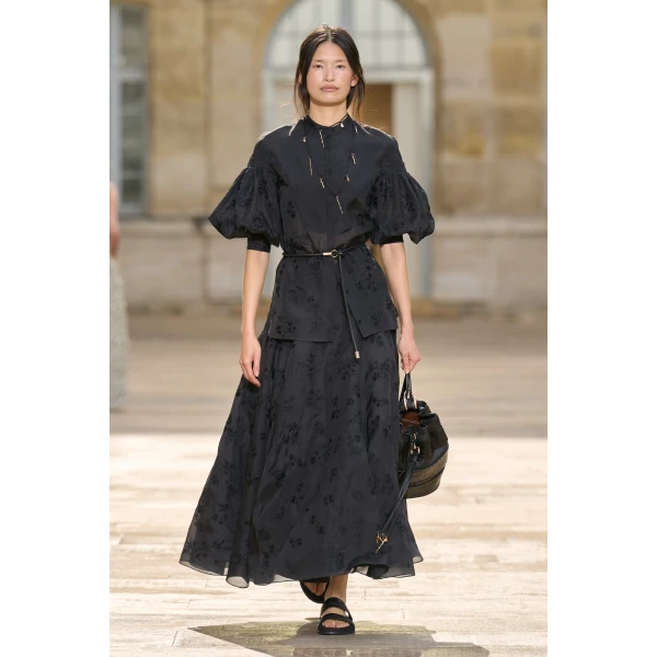Gabriela Hearst Sonya Mia’s Flowers Maxi Skirt in Black Embroidered Silk Organza, view 2