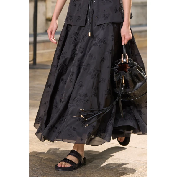 Gabriela Hearst Sonya Mia’s Flowers Maxi Skirt in Black Embroidered Silk Organza, view 3