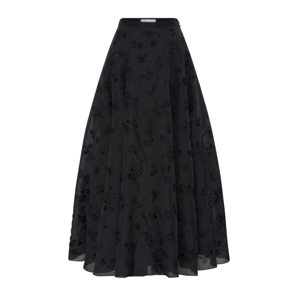 Gabriela Hearst Sonya Mia’s Flowers Maxi Skirt in Black Embroidered Silk Organza, view 6