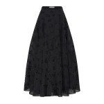 Gabriela Hearst Sonya Mia’s Flowers Maxi Skirt in Black Embroidered Silk Organza