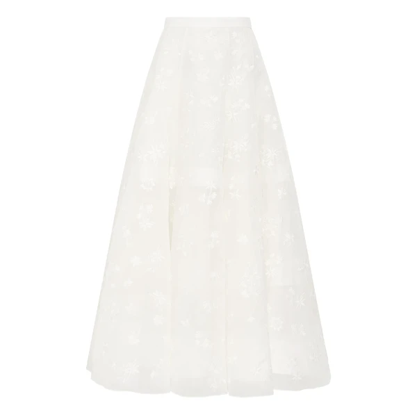 Gabriela Hearst Sonya Mia’s Flowers Maxi Skirt in Ivory Embroidered Silk Organza, view 6