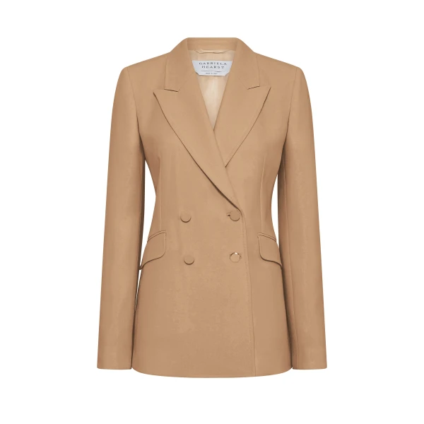 Gabriela Hearst Stephanie Blazer in Camel Virgin Wool Crepe, view 6