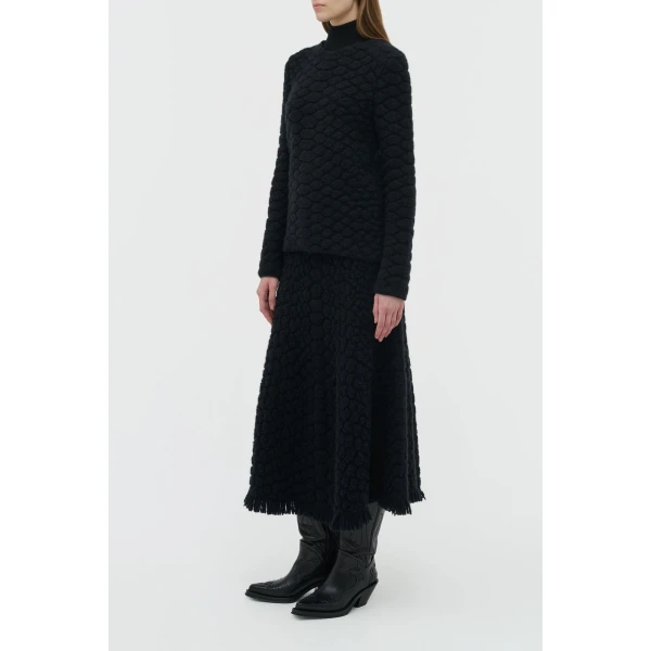 Gabriela Hearst Tansey Knit Sweater in Black Cashmere, view 3