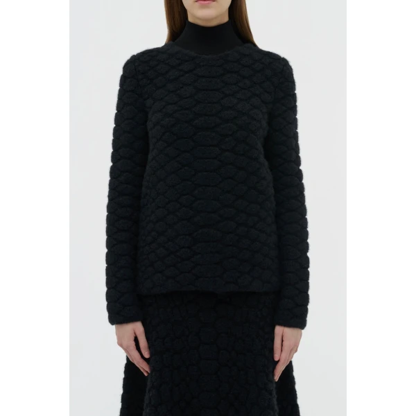 Gabriela Hearst Tansey Knit Sweater in Black Cashmere, view 5