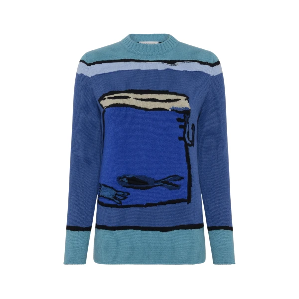 Gabriela Hearst Tarikel Knit Sweater in Water Multi Cashmere