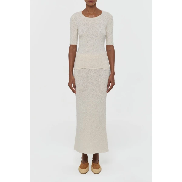 Gabriela Hearst Terranova Knit Maxi Skirt in Off White Mulberry Silk, view 2