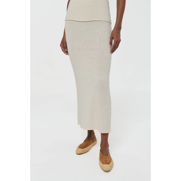 Gabriela Hearst Terranova Knit Maxi Skirt in Off White Mulberry Silk, view 5