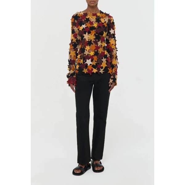 Gabriela Hearst Thalor Crochet Stars Sweater in Multi Cashmere, view 2