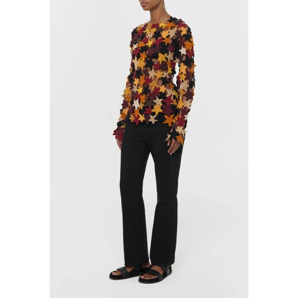 Gabriela Hearst Thalor Crochet Stars Sweater in Multi Cashmere, view 3