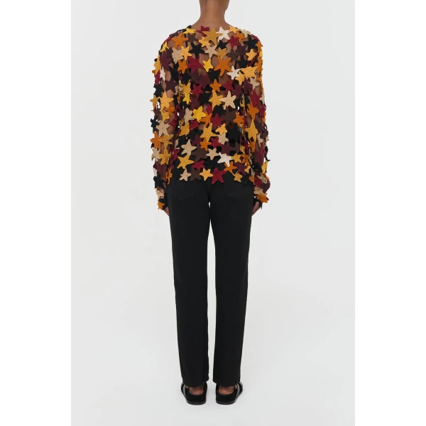 Gabriela Hearst Thalor Crochet Stars Sweater in Multi Cashmere, view 5